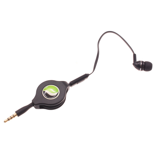 image of Retractable Mono Earphone Headphone 3.5mm w Mic Headset Handsfree Earbud  - BFF75 436-1