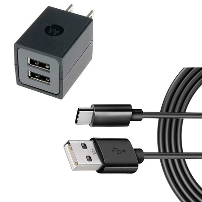 Home Wall 2 Port USB Charger with 6ft Long Type-C Cable 2058-1