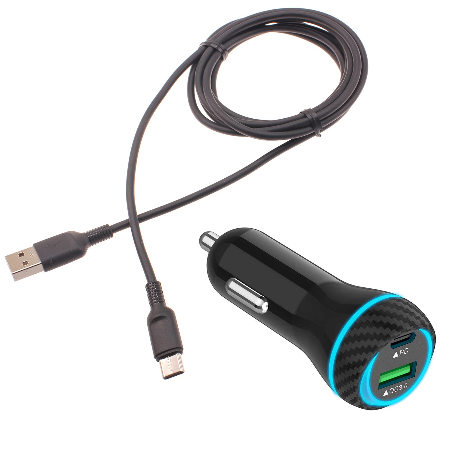 Quick Car Charger 43W 2-Port USB Cable Type-C PD  Power Adapter  - BFE20 1465-1