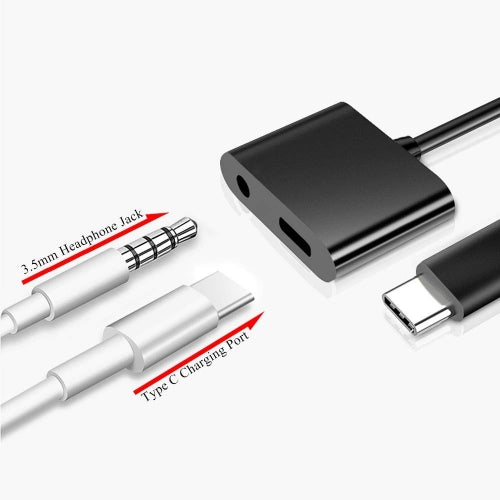 USB-C Headphone Adapter Earphone 3.5mm Jack Charger Port Splitter Mic Support  - BFG76 1350-6