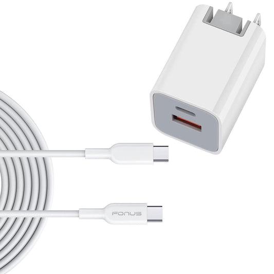 image of  38W PD Home Charger   Fast Type-C   6ft Long Cable   USB-C   Power Cord   QC3.0 Adapter   - BFG87 1860-1