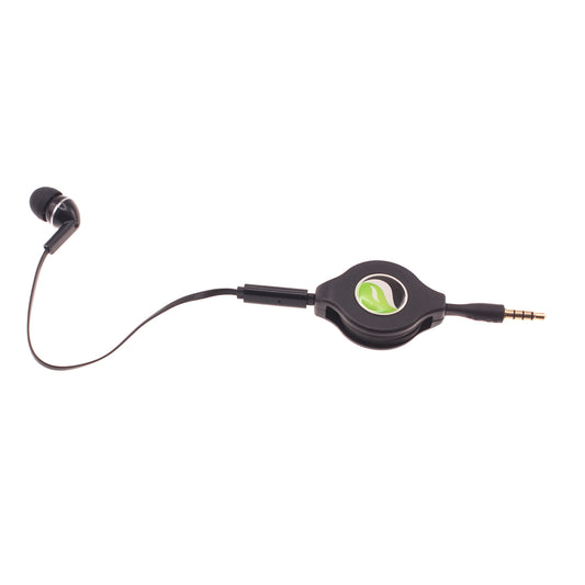 image of Retractable Mono Earphone Headphone 3.5mm w Mic Headset Handsfree Earbud  - BFF75 436-1