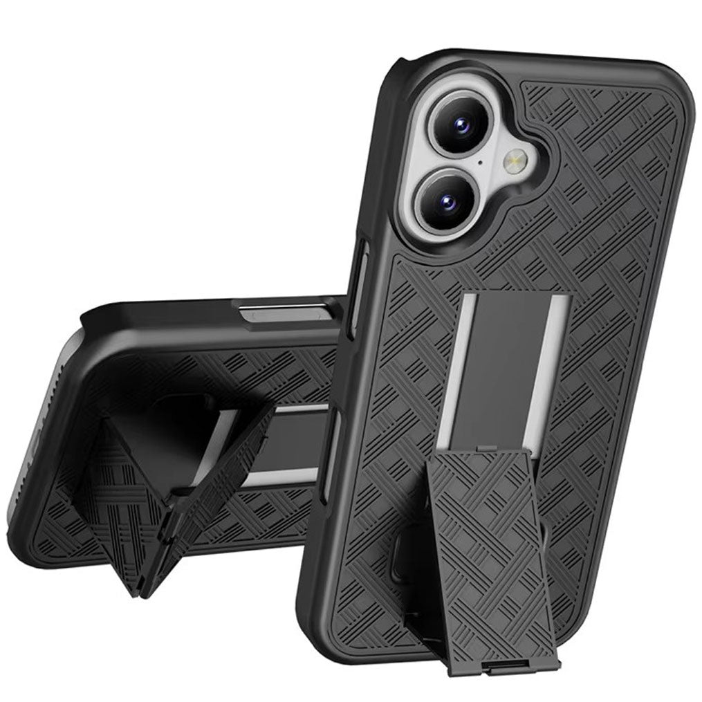 For iPhone 16 - Case with Belt Clip Holster Kickstand 2124-5