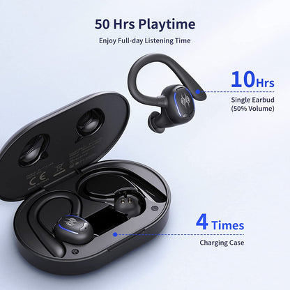  Wireless Ear-hook TWS Earphones   Bluetooth Earbuds   Over the Ear Headphones   True Stereo   Charging Case  Hands-free Mic  - BFM57 1986-5