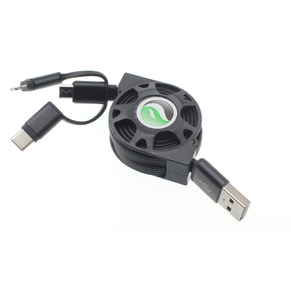 USB Cable Retractable Charger Power Cord 3-in-1  - BFR30 1103-1