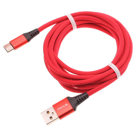 image of Red 6ft USB-C Cable Type-C Charger Cord Power Wire Long  - BFK59 1414-1