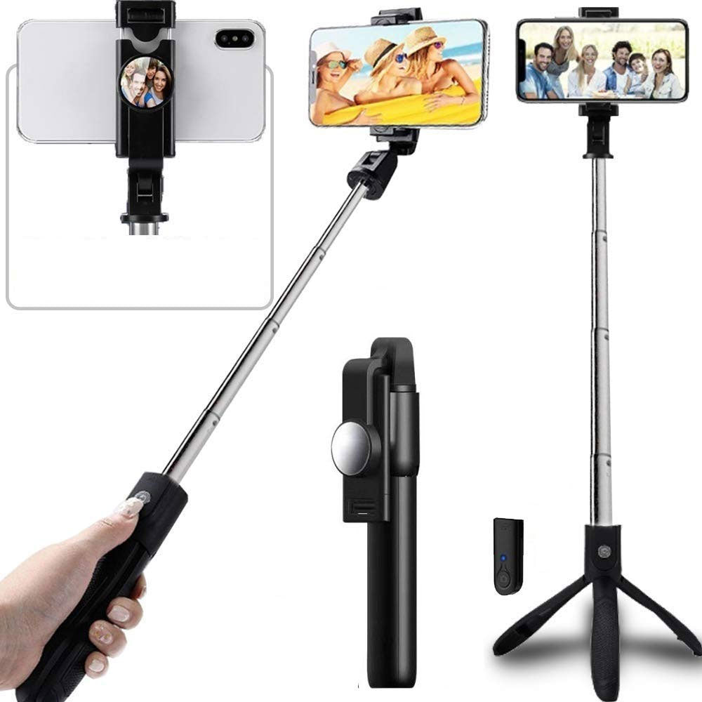  Selfie Stick  Wireless  Built-in Tripod   Remote Shutter  Stand  Self-Portrait   - BFG32 1989-2