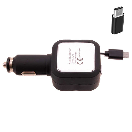 image of Retractable Car Charger TWO USB PORTS with USB-C Adapter 2016-1