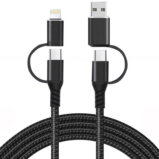 image of 4-in-1 USB-C Cable Fast Charger Power Cord [Type-C, iPhone, USB-A] Wire USB  - BFJ52 1673-1