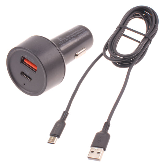 image of Quick Car Charger 36W 2-Port USB Cable Type-C PD  Power Adapter  - BFE16 1469-1