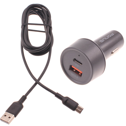 image of Quick Car Charger 36W 2-Port USB Cable Type-C PD  Power Adapter  - BFE16 1469-1