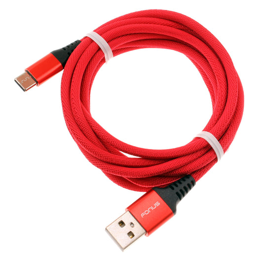 image of Red 6ft USB-C Cable Type-C Charger Cord Power Wire Long  - BFK59 1414-1