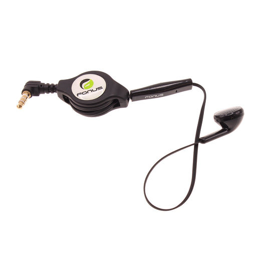 image of Retractable Mono Earphone Headphone 3.5mm w Mic Headset Handsfree Earbud  - BFJ80 384-1