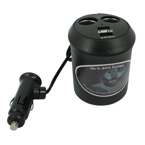 image of Car Charger Cup Holder 2-Port Power Adapter DC Socket  - BFA63 754-1