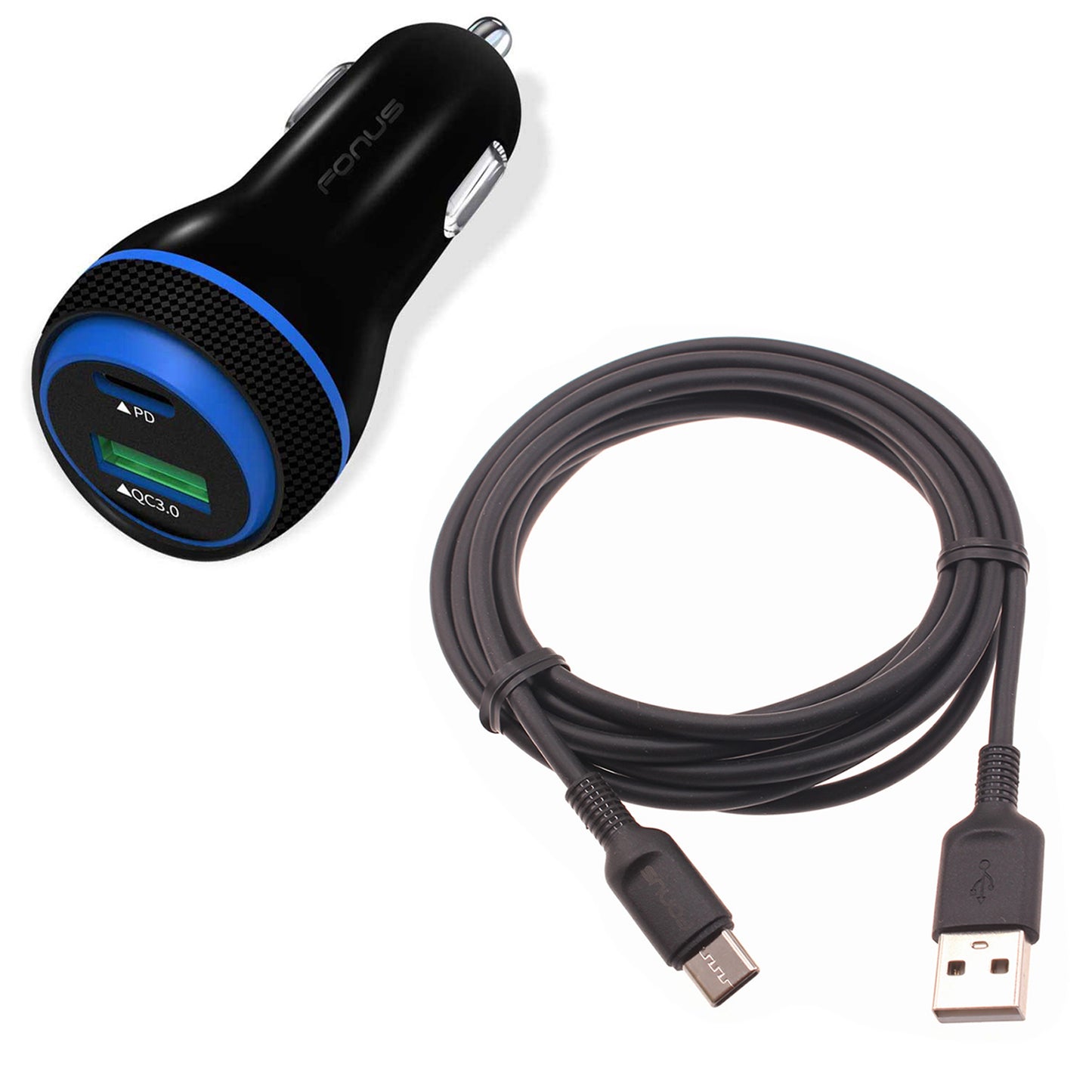 Quick Car Charger 43W 2-Port USB Cable Type-C PD  Power Adapter  - BFE20 1465-1