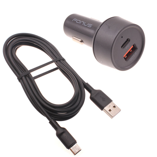 image of Quick Car Charger 36W 2-Port USB Cable Type-C PD  Power Adapter  - BFE16 1469-1