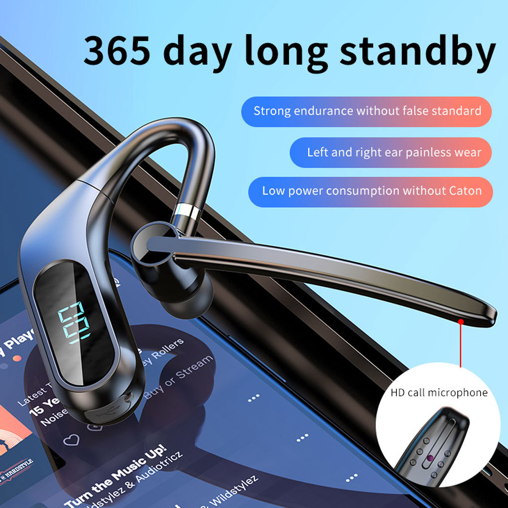 Wireless Earphone Ear-hook Headphone Boom Mic Handsfree Single Headset - BFY47 1773-6