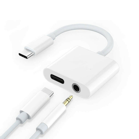 image of USB-C Headphone Adapter Earphone 3.5mm Jack Type-C Charger Port Splitter Mic Support  - BFG27 1362-1