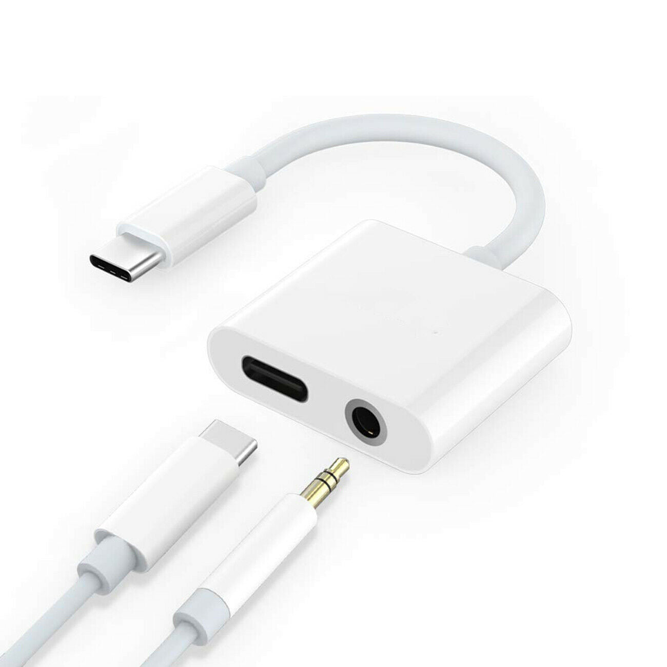 USB-C Headphone Adapter Earphone 3.5mm Jack Type-C Charger Port Splitter Mic Support  - BFG27 1362-1