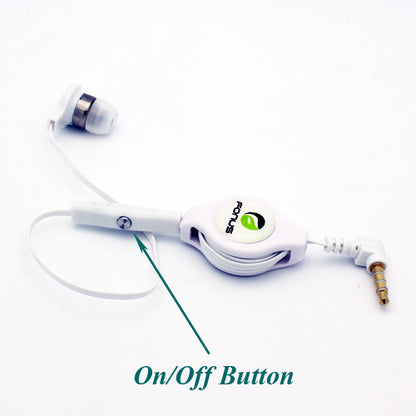 Retractable Mono Earphone Headphone 3.5mm w Mic Headset Handsfree Earbud  - BFM83 418-4