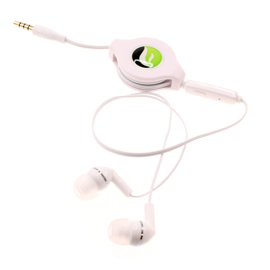 Retractable Earphones Headphones Hands-free Headset 3.5mm w Mic Earbuds  - BFS38 438-1