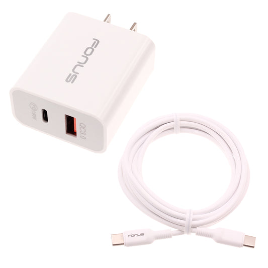 image of 36W PD Home Charger Fast Type-C 6ft Long Cable USB-C Power Cord QC3.0 Adapter  - BFE41 1499-1