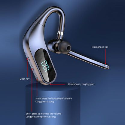 Wireless Earphone Ear-hook Headphone Boom Mic Handsfree Single Headset - BFY47 1773-5