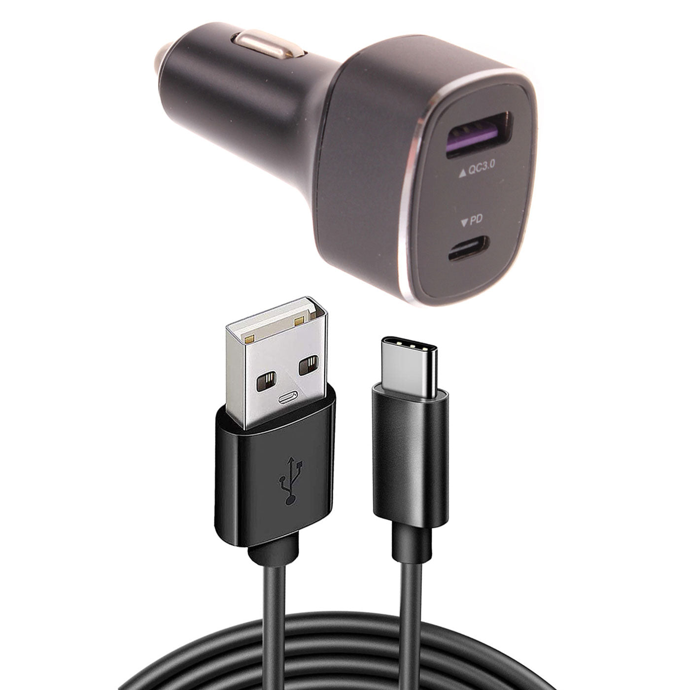 36W PD Fast Car Charger 6ft USB-C Cable 2-Port Long Cord  Power Adapter Type-C Wire  - BFY32 1756-1