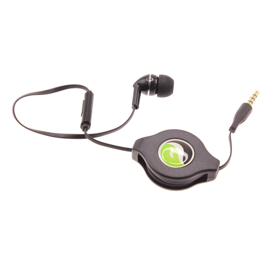 image of Retractable Mono Earphone Headphone 3.5mm w Mic Headset Handsfree Earbud  - BFF75 436-1