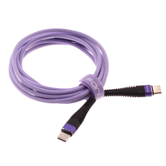 image of Purple 6ft PD Cable Type-C to USB-C Long Charger Cord Power Wire Sync  - BFA94 1547-1