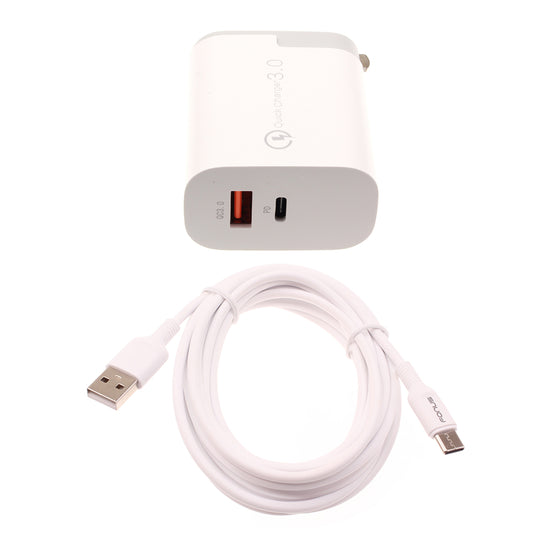 image of 36W PD Home Charger Fast Type-C 6ft Long Cable USB-C Power Cord QC3.0 Adapter  - BFE06 1495-1