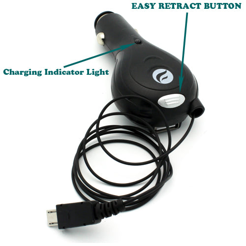 Car Charger Retractable 3.1A USB Port Micro-USB DC Socket  - BFC01 831-4