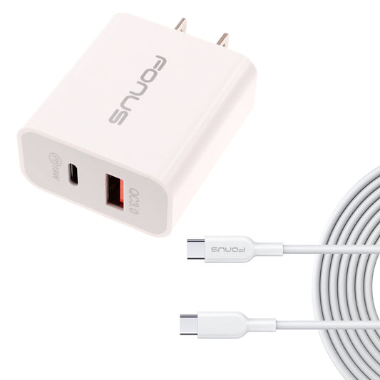 image of 36W PD Home Charger Fast Type-C 6ft Long Cable USB-C Power Cord QC3.0 Adapter  - BFE41 1499-1