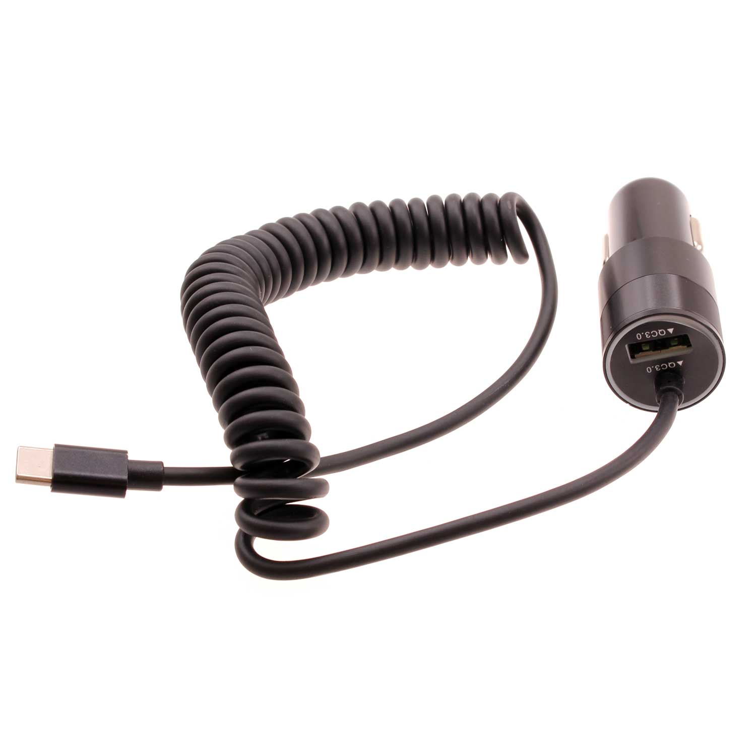 36W Fast Car Charger USB-C Power Adapter Coiled Type-C Cable Extra USB Port DC Socket  - BFJ27 1573-1