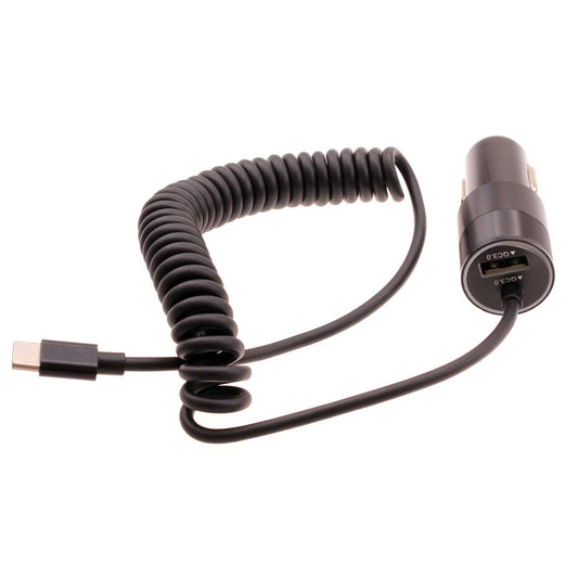 image of 36W Fast Car Charger USB-C Power Adapter Coiled Type-C Cable Extra USB Port DC Socket  - BFJ27 1573-1