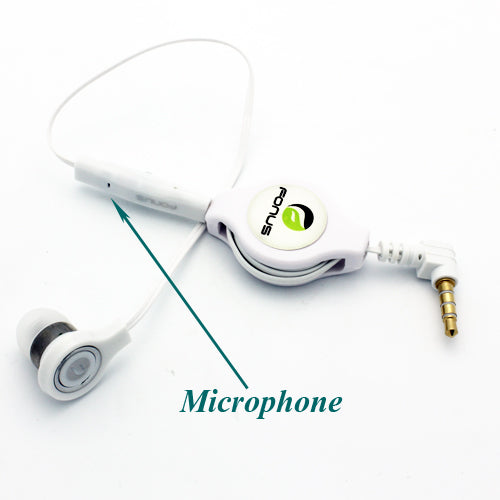 Retractable Mono Earphone Headphone 3.5mm w Mic Headset Handsfree Earbud  - BFM83 418-3