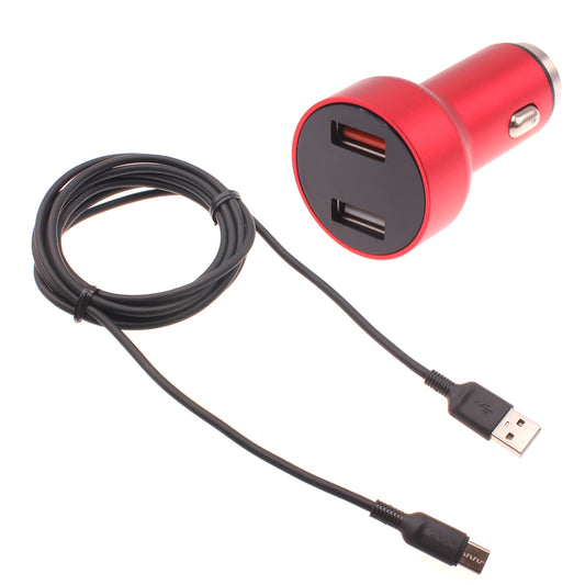 image of Car Charger 24W Fast 2-Port 6ft USB-C Cable DC Socket Power  - BFE14 1496-1