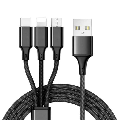  3-in-1 USB Cable (Type-C, 8-Pin, Micro-USB) Charging Wire  Power Cord  USB-C Sync  - BFG86 1857-1