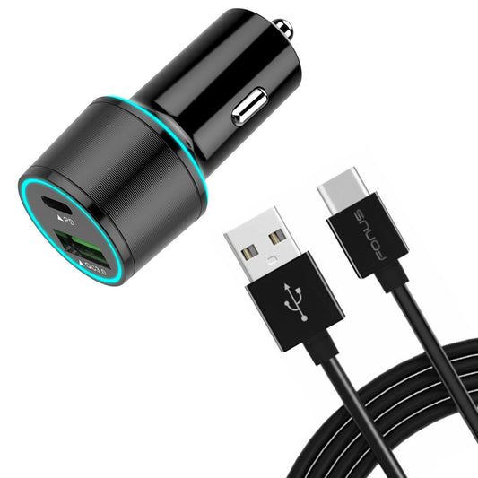 image of Quick Car Charger 36W 2-Port USB Cable Type-C PD  Power Adapter  - BFL91 1336-1