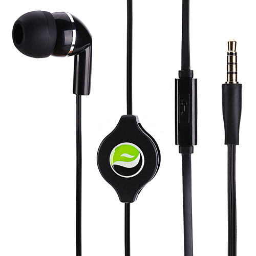 Retractable Mono Earphone Headphone 3.5mm w Mic Headset Handsfree Earbud  - BFF75 436-4