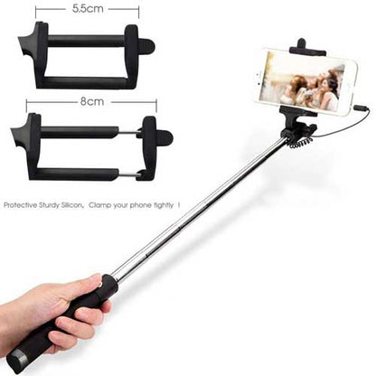 Wired Selfie Stick Monopod Remote Shutter Built-in Self-Portrait Extendable  - BFXB41 485-3