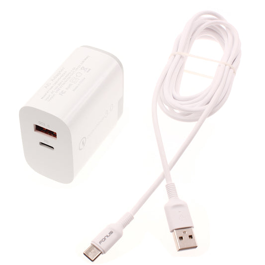 image of 36W PD Home Charger Fast Type-C 6ft Long Cable USB-C Power Cord QC3.0 Adapter  - BFE06 1495-1