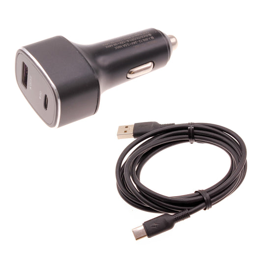 image of 36W PD Fast Car Charger 6ft USB-C Cable 2-Port Long Cord  Power Adapter Type-C Wire  - BFY32 1756-1