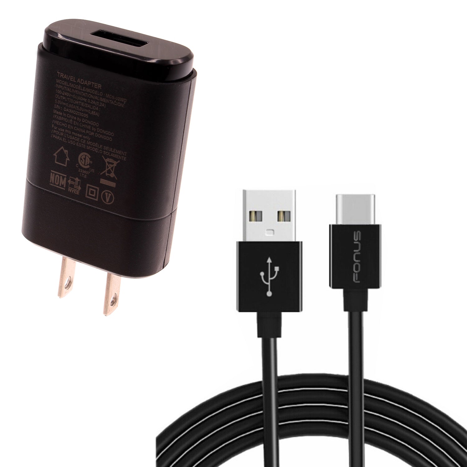 Home Wall USB Charger with 6ft Long Type-C Cable 2032-1