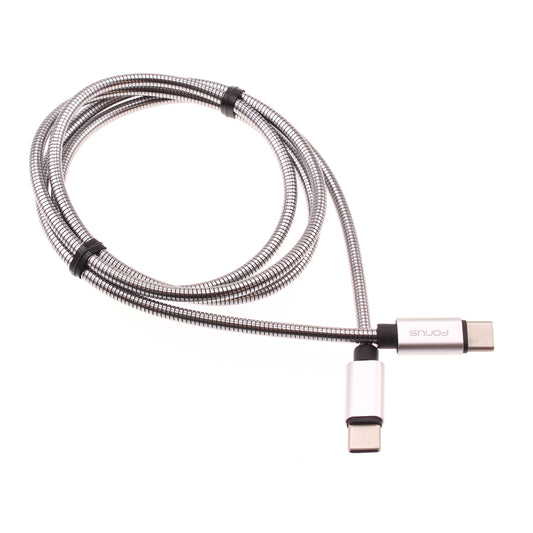 image of 3ft Metal PD Cable Type-C to USB-C Charger Cord Power Wire Sync  - BFE33 1475-1