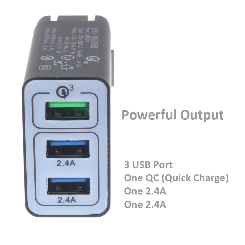 Home Charger 34W 6.8Amp 3-Port USB One Fast Port Travel  - BFA61 1068-5