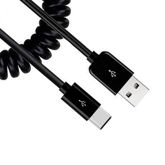 image of USB Cable Coiled Type-C Charger Cord USB-C  - BFF48 298-1