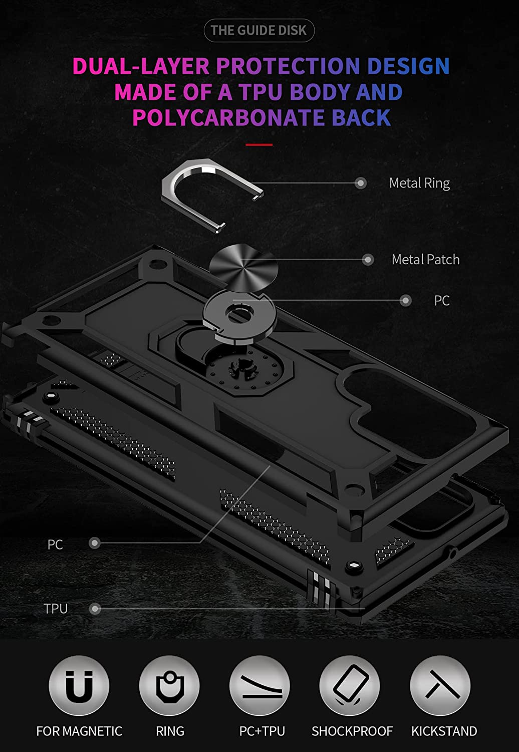 Hybrid Case Cover Metal Ring Kickstand Shockproof Armor  - BFZ02 1612-3