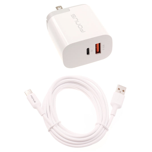 image of 36W PD Home Charger Fast Type-C 6ft Long Cable USB-C Power Cord QC3.0 Adapter  - BFE06 1495-1