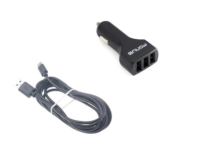 Car Charger 36W 3-Port USB 4.8A Type-C Cable 6ft  - BFM40 851-1